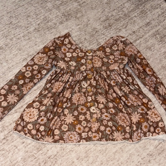 Cheeky Plum Floral Brown Kids Blouse - Picture 1 of 3